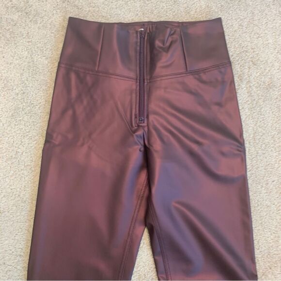 FREDDY WR.UP metallic deep purple high waisted Faux leather leggings Sz L NWT - Picture 4 of 12